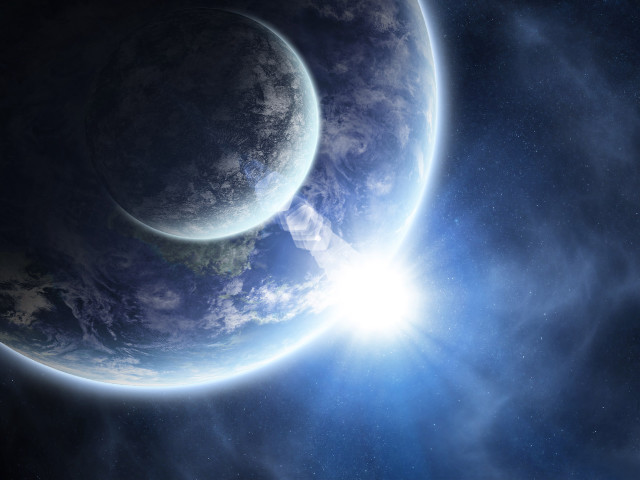 Planets bright star space aurora free wallpaper - medium preview image