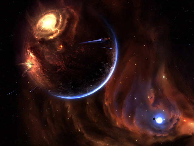 Space planet star blue light free wallpaper - medium preview image