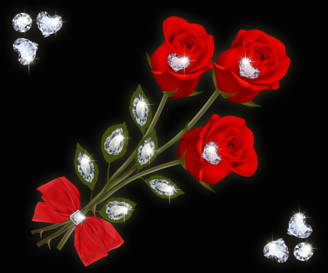 Bouquet roses diamond ring bow free wallpaper - medium preview image