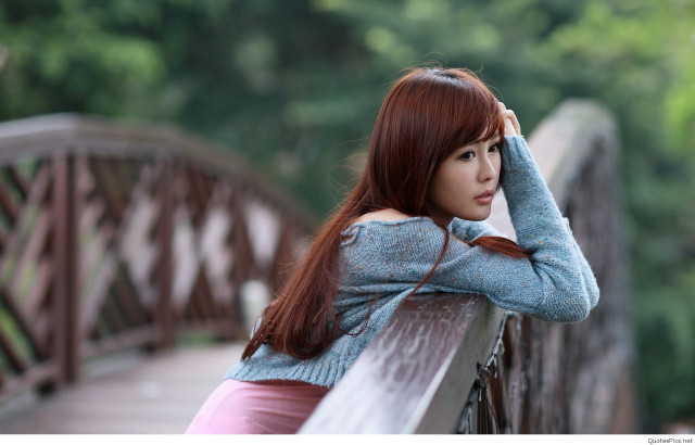 Woman leaning bench hand head free wallpaper - medium preview image