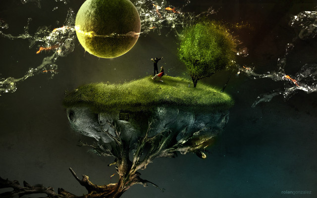 Man island trees grass ball free wallpaper - medium preview image