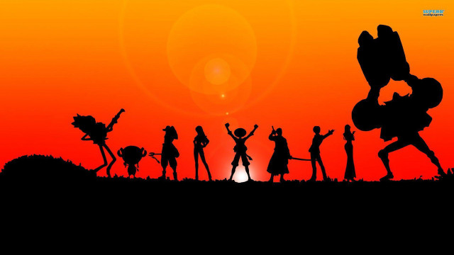 Group sunset silhouette holding large free wallpaper - medium preview image