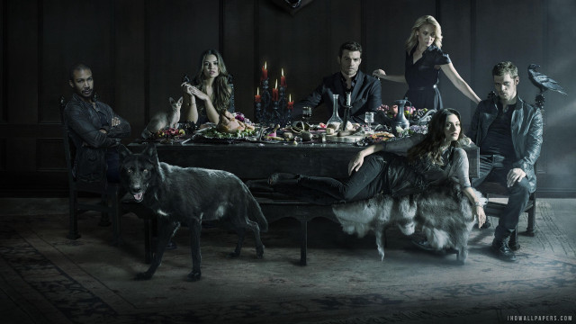 Group people table dog standing free wallpaper - medium preview image