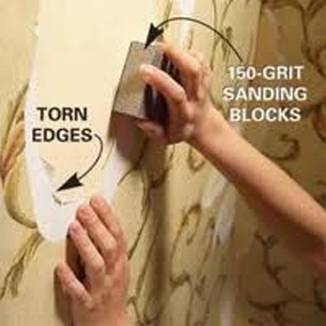 Removing torn wallpaper tape sanding free wallpaper - medium preview image