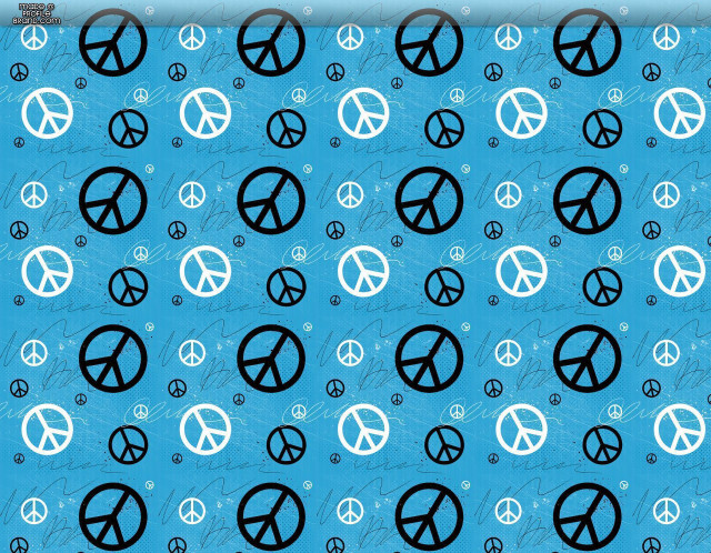 Blue background peace signs pattern free wallpaper - medium preview image
