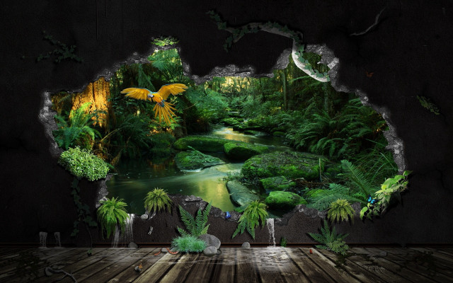 Forest river birds reflection environmental free wallpaper - medium preview image