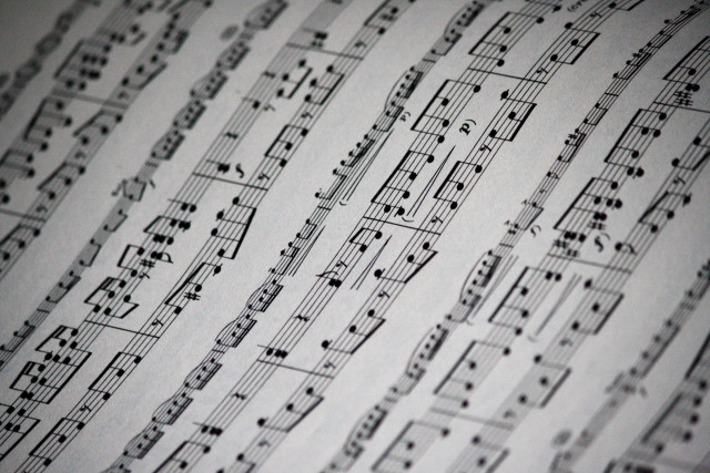 Music sheet black white photo free wallpaper - medium preview image