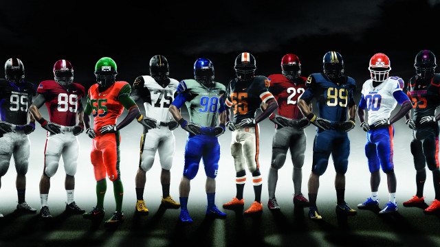Football players uniforms helmets group free wallpaper - medium preview image