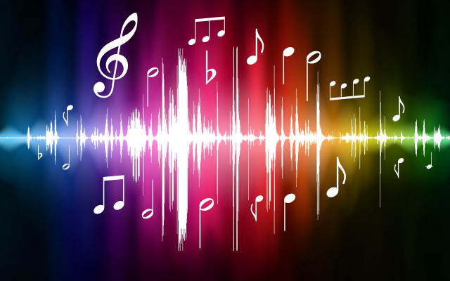 Colorful music wave rainbow notes free wallpaper - medium preview image