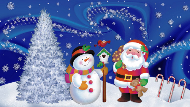 Christmas santa snowman candycane tree #2 free wallpaper - medium preview image
