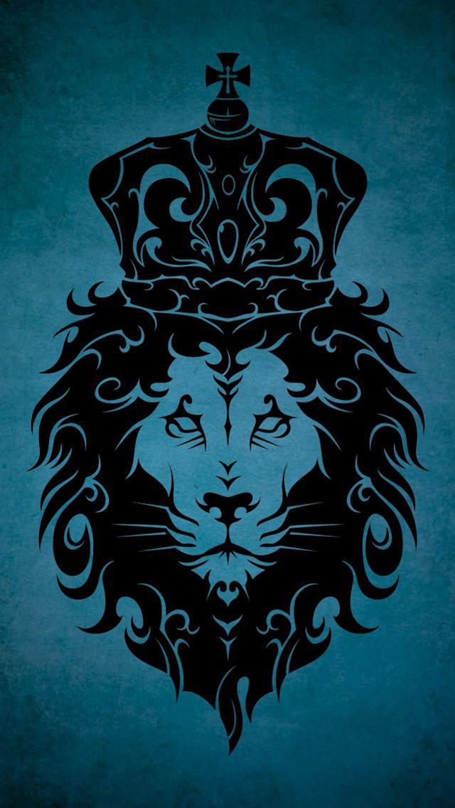 Lion crown black blue background free wallpaper - medium preview image
