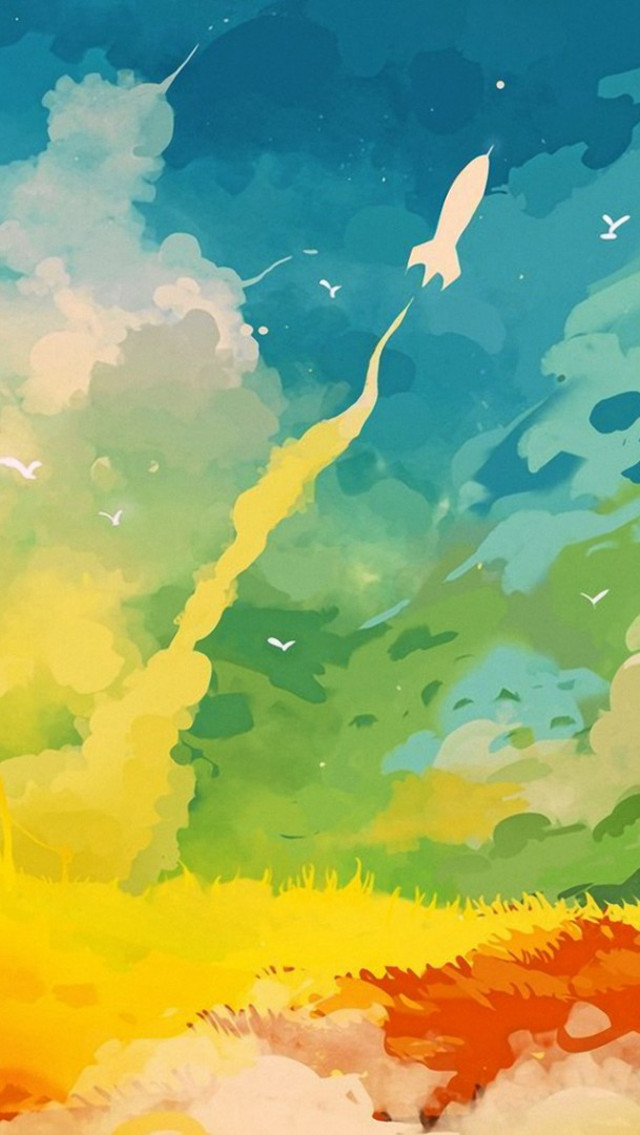 Bird flying sky clouds grass free wallpaper - medium preview image