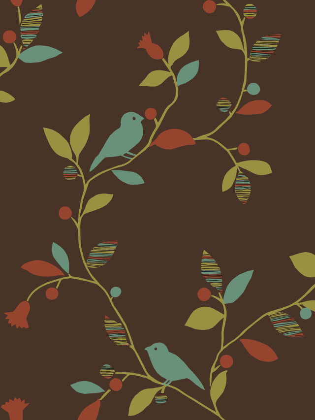 Bird branch leaves berries background free wallpaper - medium preview image