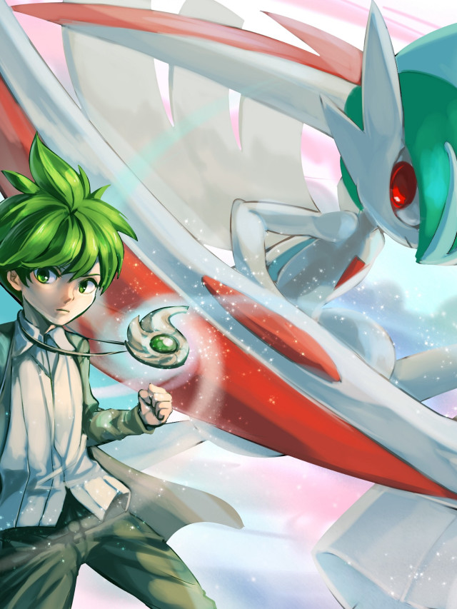 Boy green hair sword white free wallpaper - medium preview image