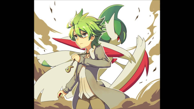 Green haired coat sword pokemon free wallpaper - medium preview image