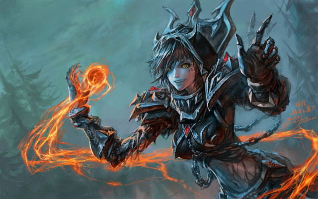 Fantasy character fireball glowing orb free wallpaper - medium preview image