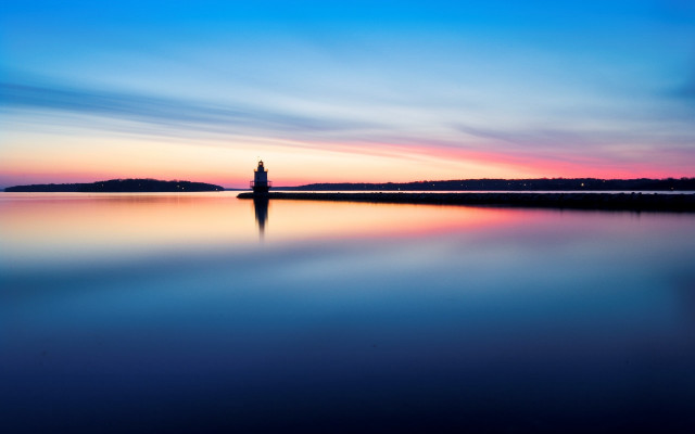 Person lake sunset boat distance free wallpaper for desktop - medium preview image