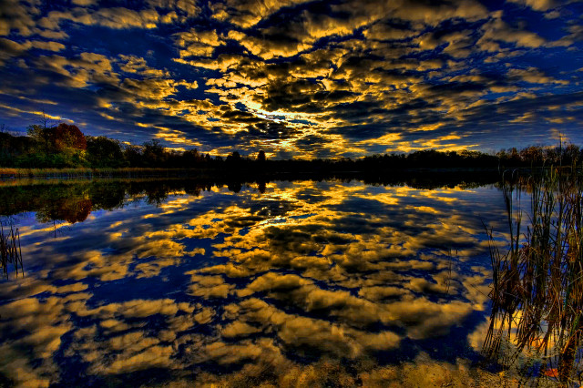 Lake clouds sky yellow blue free wallpaper - medium preview image