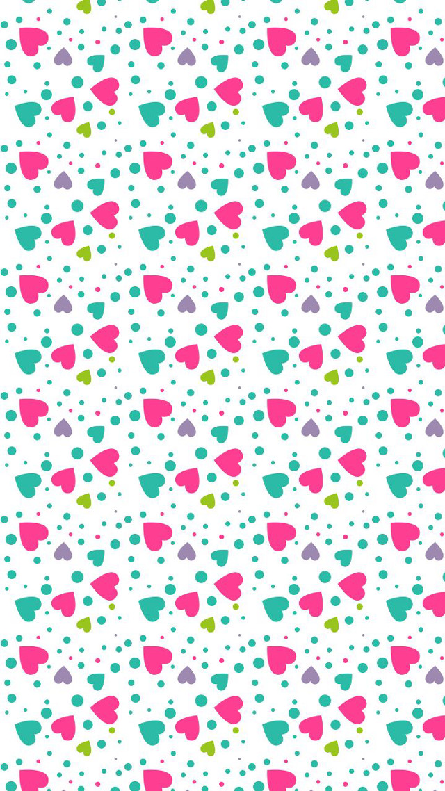 Colorful pattern hearts white background free wallpaper - medium preview image