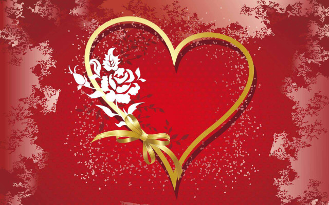 Heart gold ribbon flowers red #4 free wallpaper - medium preview image