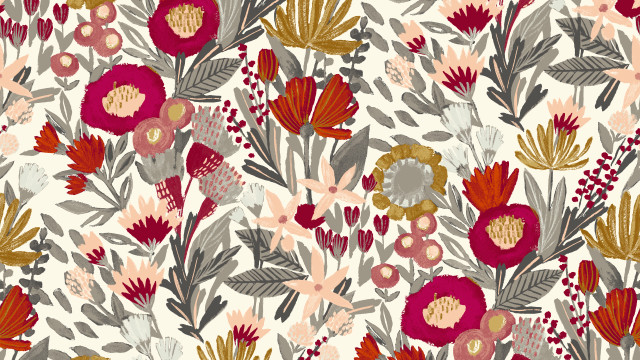 Floral colorful pattern autumn leaves free wallpaper - medium preview image