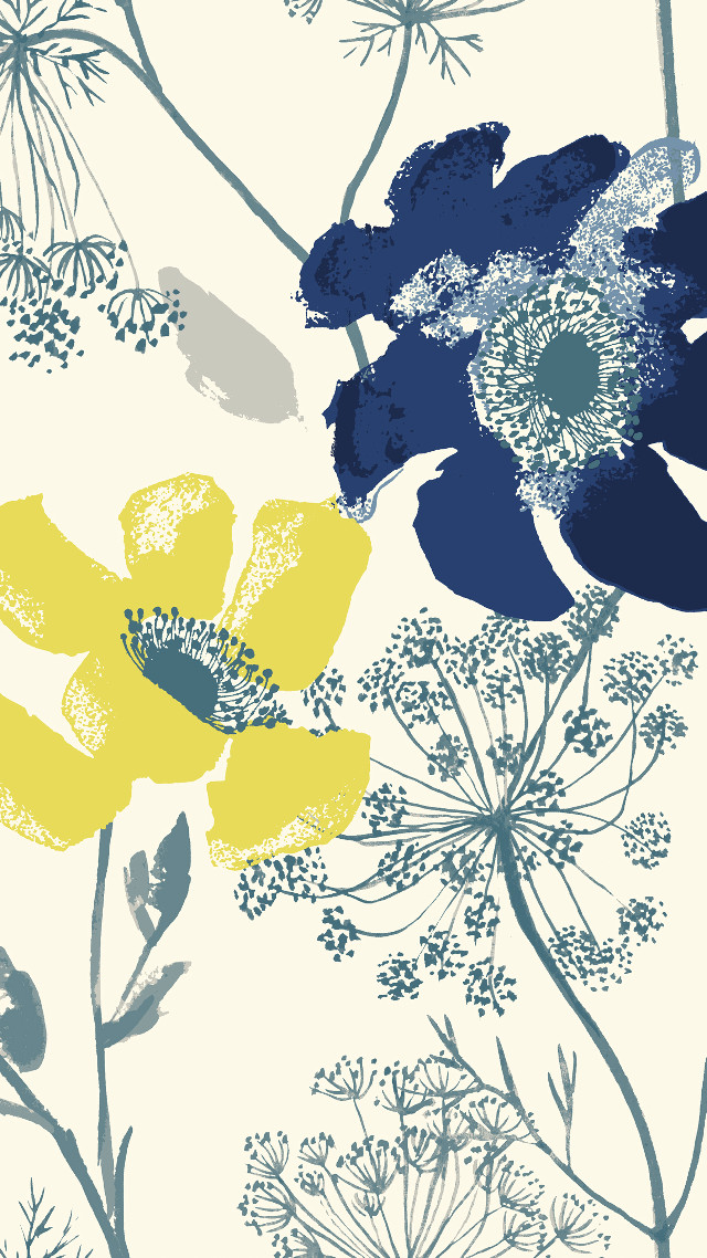 Blue yellow flower white background #2 free wallpaper - medium preview image