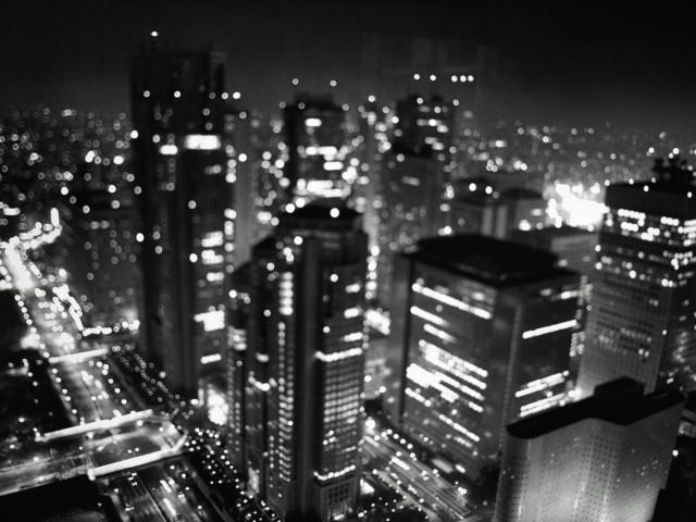 City night lights street buildings free wallpaper - medium preview image