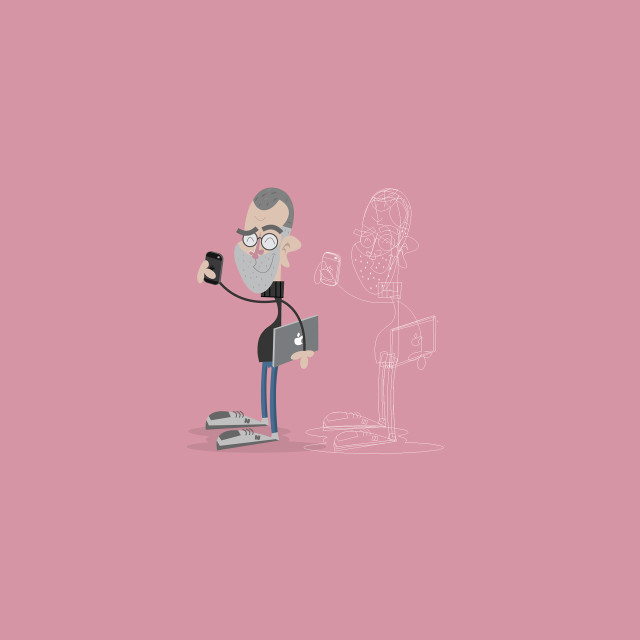 Man robot cellphone pink background free wallpaper - medium preview image