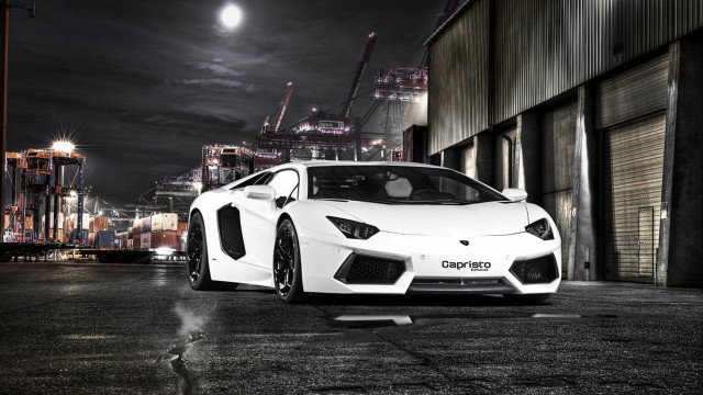 White sports car night cityscape #3 free wallpaper - medium preview image