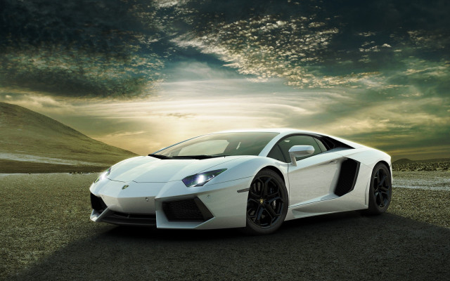 White sports car cloudy sky #8 free wallpaper - medium preview image