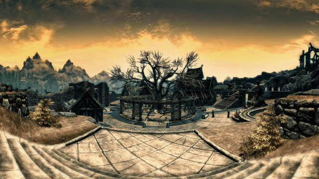 Fantasy staircase treehouse circular table free wallpaper - medium preview image