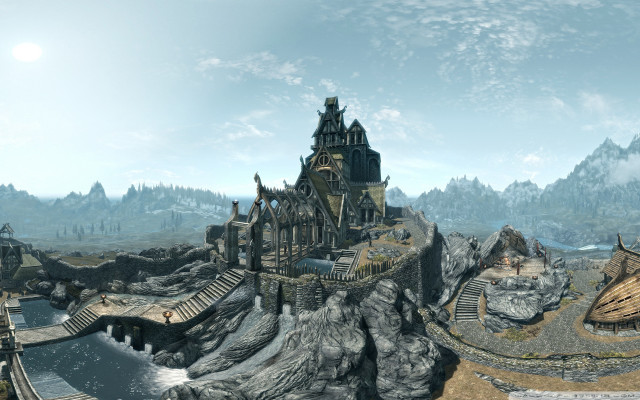 Castle mountain bridge scenery computer free wallpaper - medium preview image