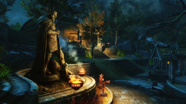 Statue man fountain candles house free wallpaper - medium preview image