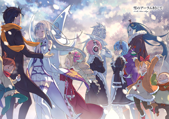 Anime characters clouds stars snowflakes free wallpaper - medium preview image