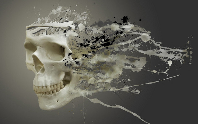 Skull paint splatters face neck free wallpaper - medium preview image