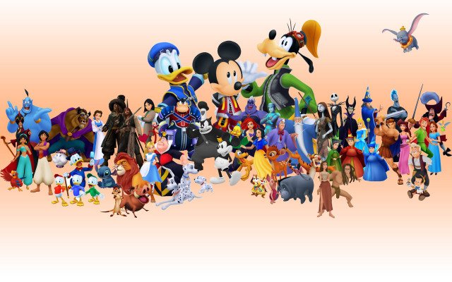 Cartoon characters group white pink free wallpaper - medium preview image