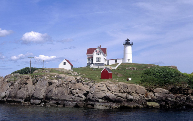 Lighthouse small island red door free wallpaper - medium preview image