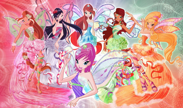 Fairy princesses names pink green free wallpaper - medium preview image