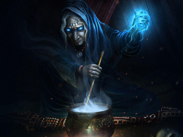 Wizard stirring pot wand glowing free wallpaper - medium preview image