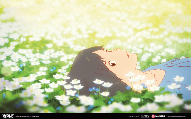 Woman laying field flowers eyes free wallpaper - medium preview image