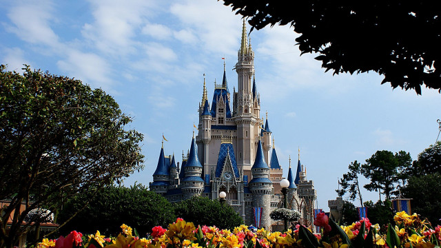 Castle flowers sky clouds background free wallpaper - medium preview image