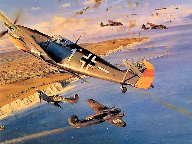 Planes flying water cliff background free wallpaper - medium preview image