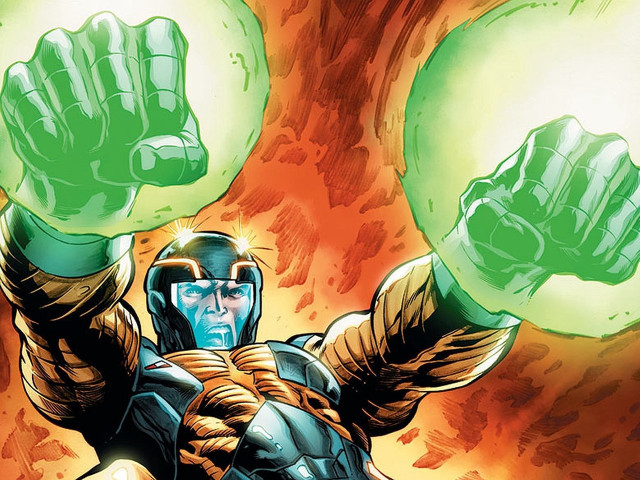 Green suit man glowing fire free wallpaper - medium preview image