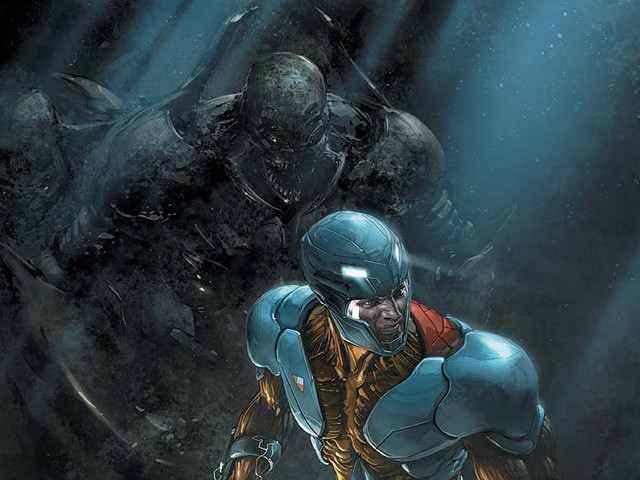 Man blue suit helmet robot free wallpaper - medium preview image