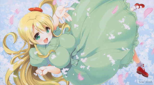 Woman laying green dress red free wallpaper - medium preview image