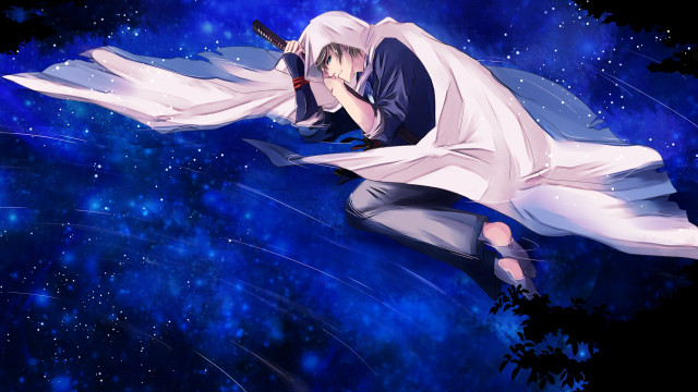 Man white robe sword stars free wallpaper - medium preview image