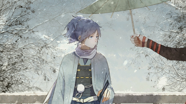 Umbrella snow forest heroes japanese free wallpaper - medium preview image
