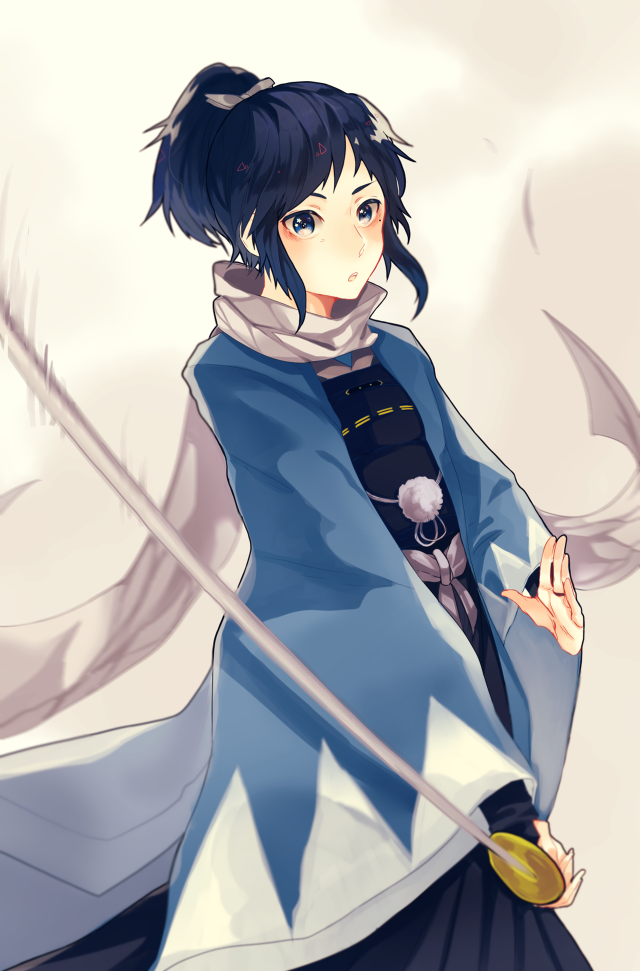 Woman blue white dress sword free wallpaper - medium preview image