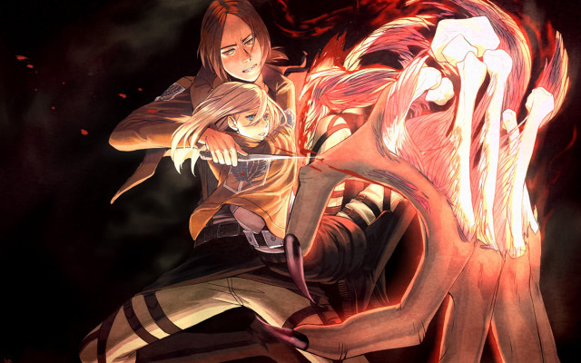 Man woman fighting fireball dark free wallpaper - medium preview image
