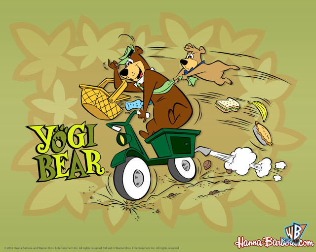 Cartoon bear tractor basket running free wallpaper - medium preview image